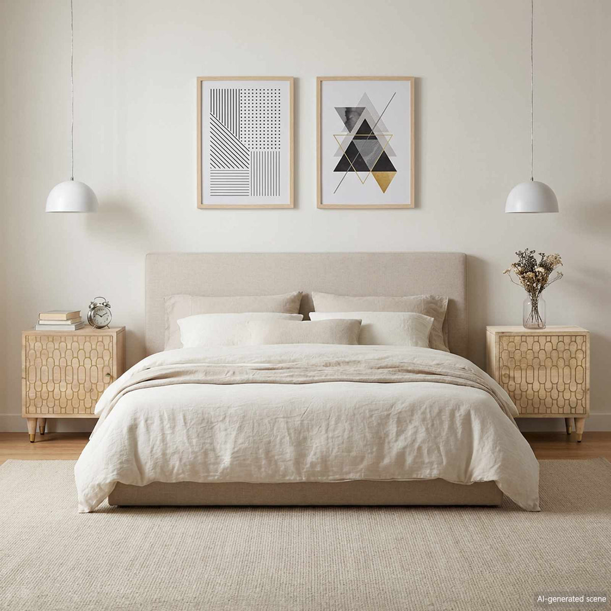 Comodini 2pz 40x33x46 cm in Legno Massello di Mango