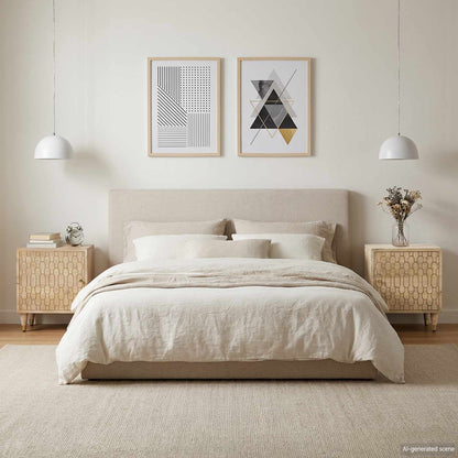 Comodini 2pz 40x33x46 cm in Legno Massello di Mango