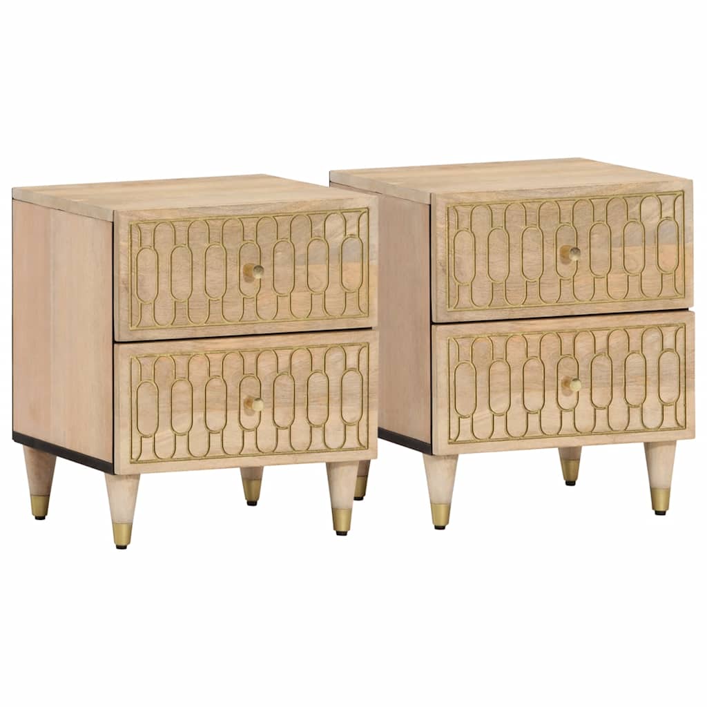 Comodini 2pz 40x33x46 cm in Legno Massello di Mango | homemem39
