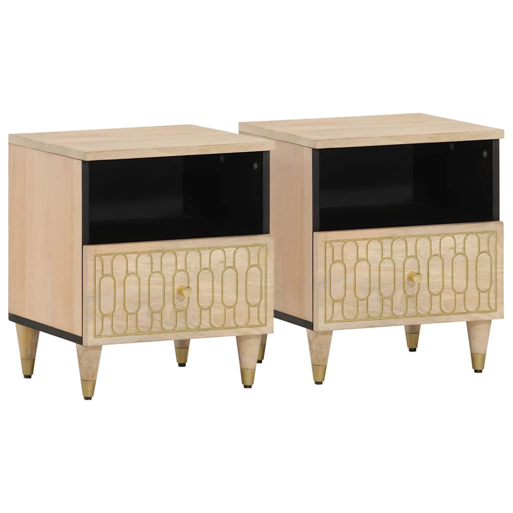 Comodini 2pz 40x33x46 cm in Legno Massello di Mango | homemem39