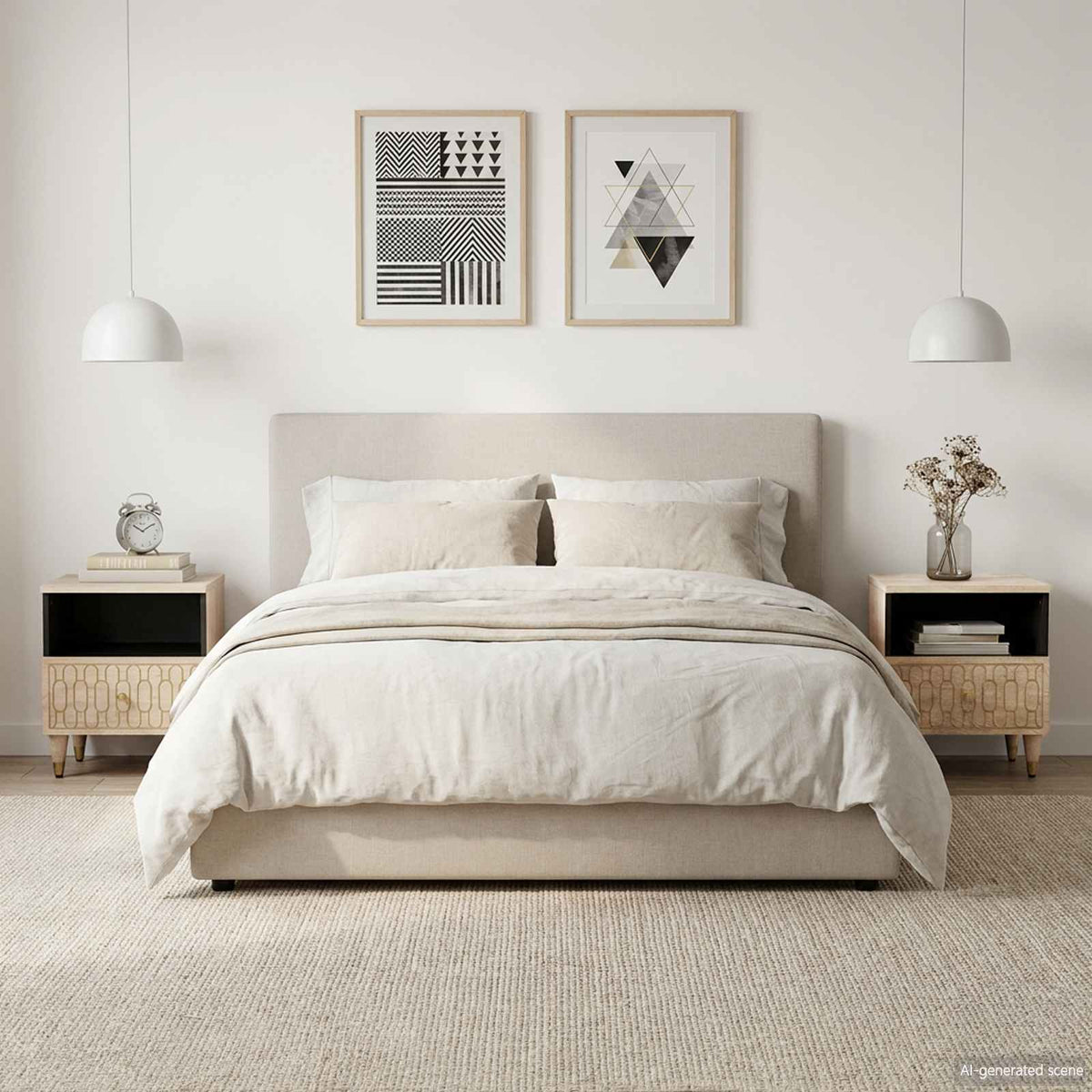 Comodini 2pz 40x33x46 cm in Legno Massello di Mango
