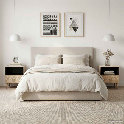 Comodini 2pz 40x33x46 cm in Legno Massello di Mango