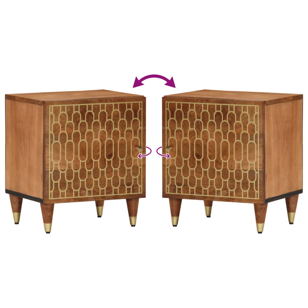 Comodini 2pz 40x33x46 cm in Legno Massello di Mango | homemem39