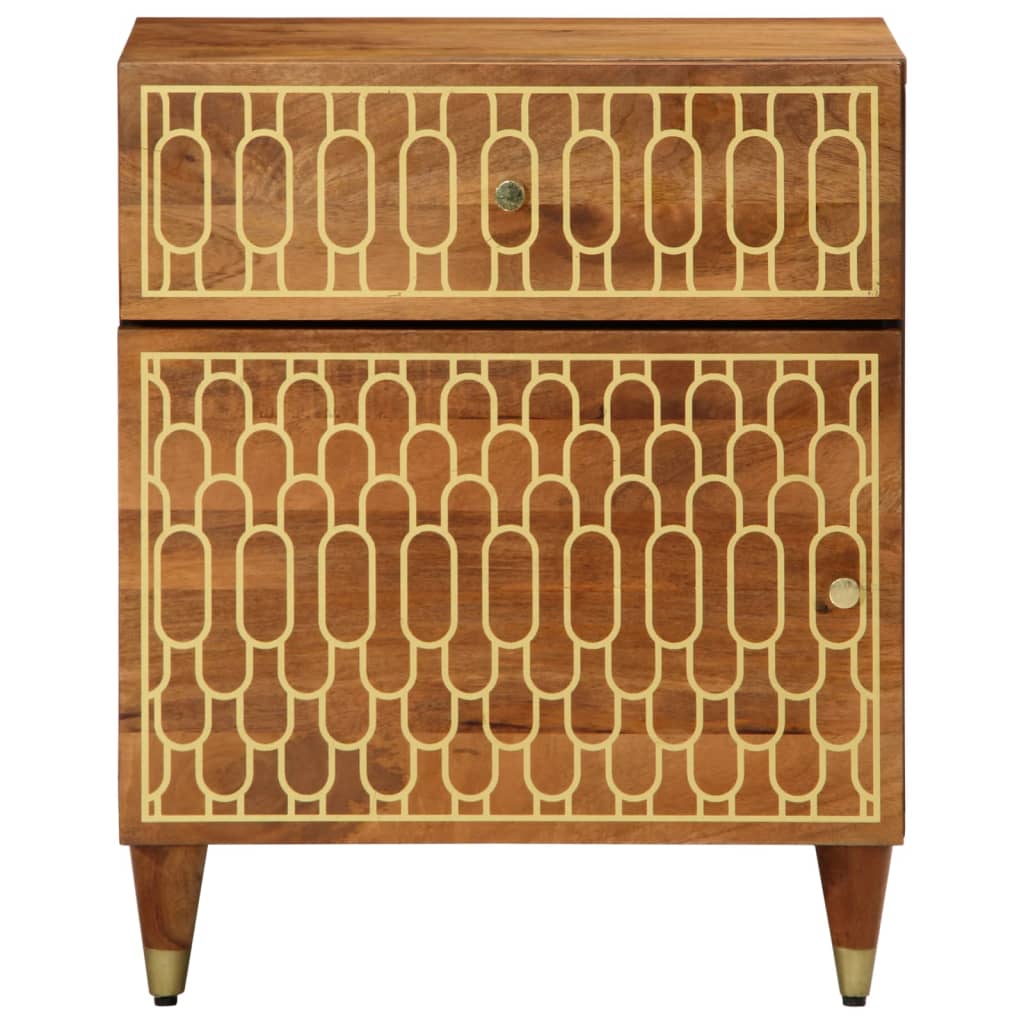 Comodino 50x33x60 cm in Legno Massello di Mango