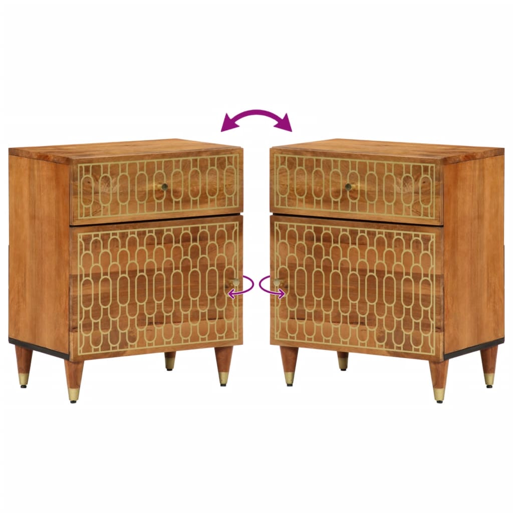 Comodino 50x33x60 cm in Legno Massello di Mango | homemem39