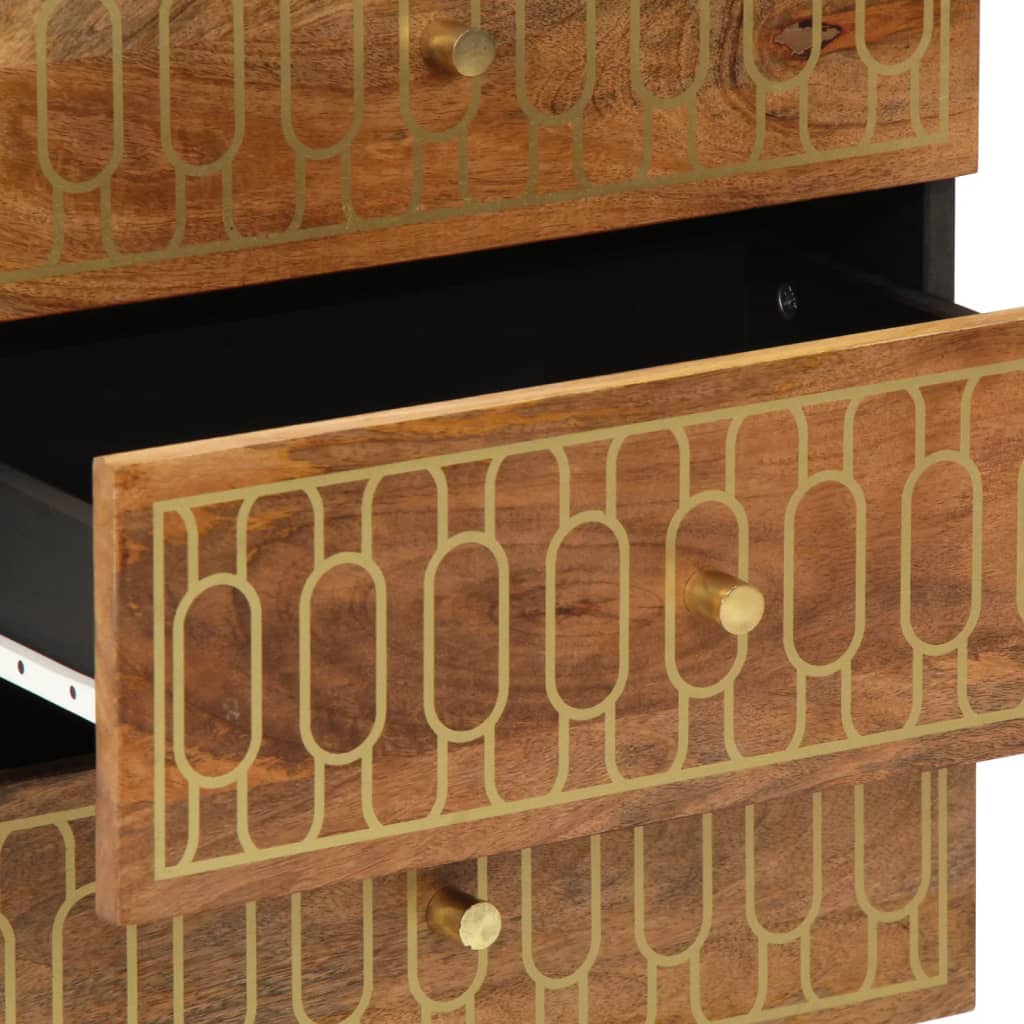 Comodino 50x33x62 cm in Legno Massello di Mango