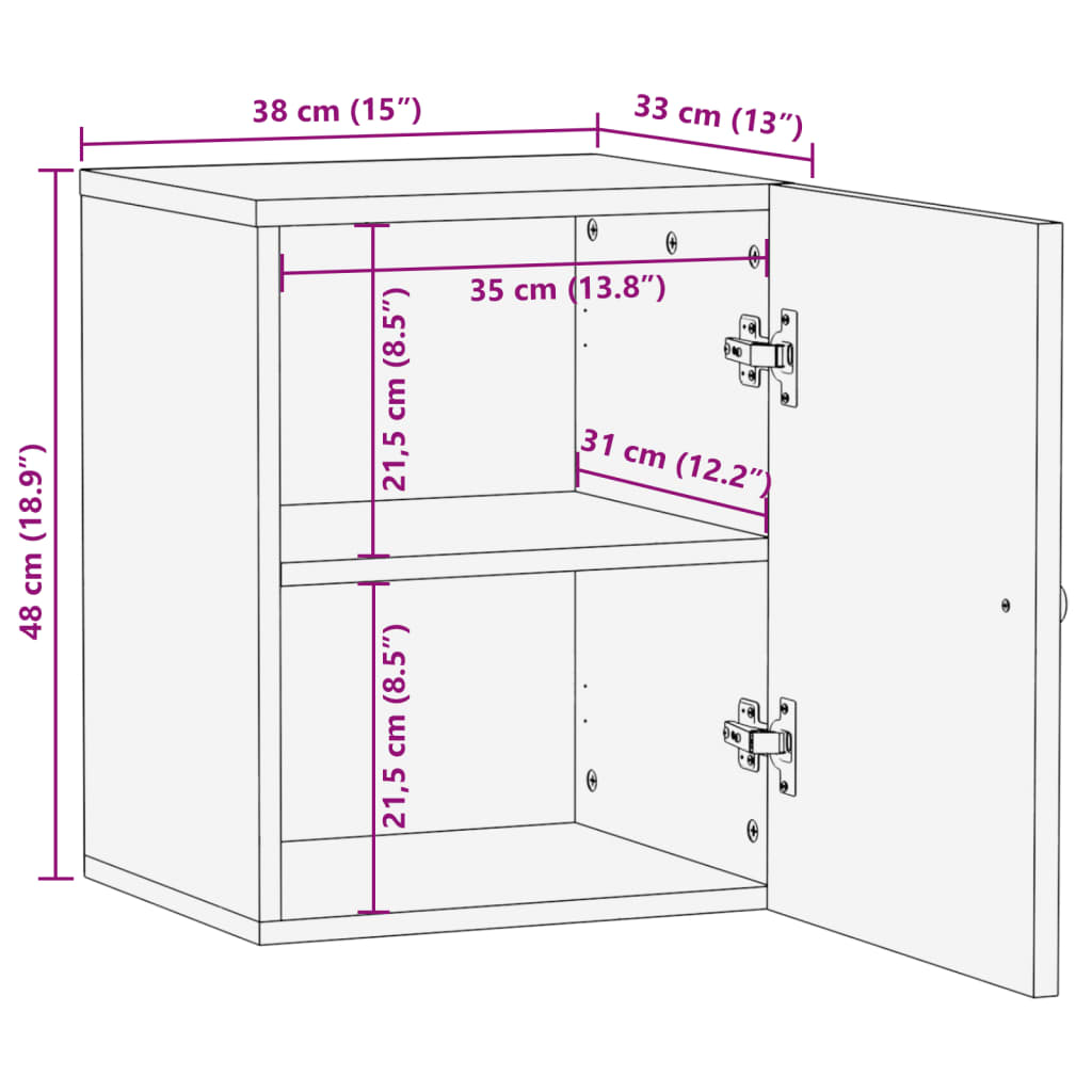 Mobile da Bagno a Parete 38x33x48 cm in Legno Massello di Mango | homemem39