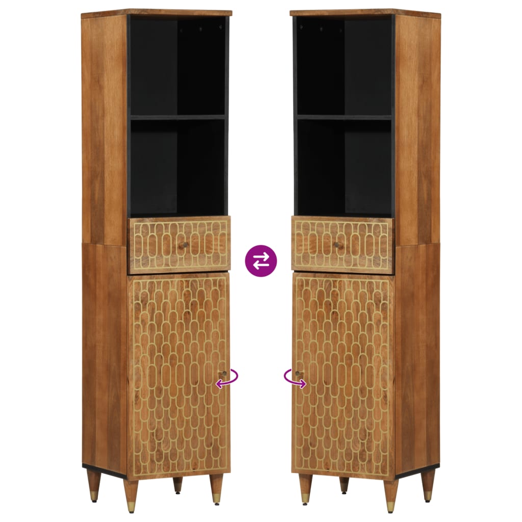 Mobile da Bagno 38x33x160 cm in Legno Massello di Mango