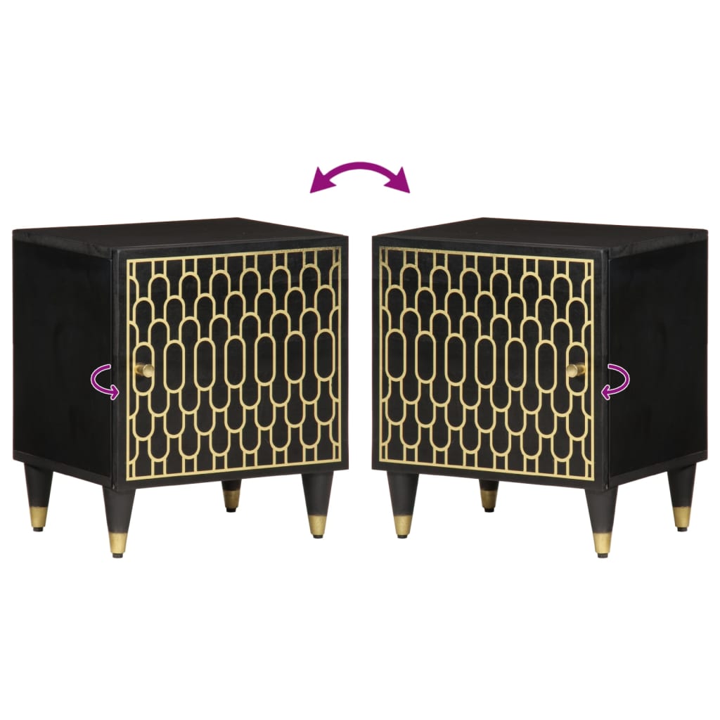 Comodino 40x33x46 cm in Legno Massello di Mango - homemem39