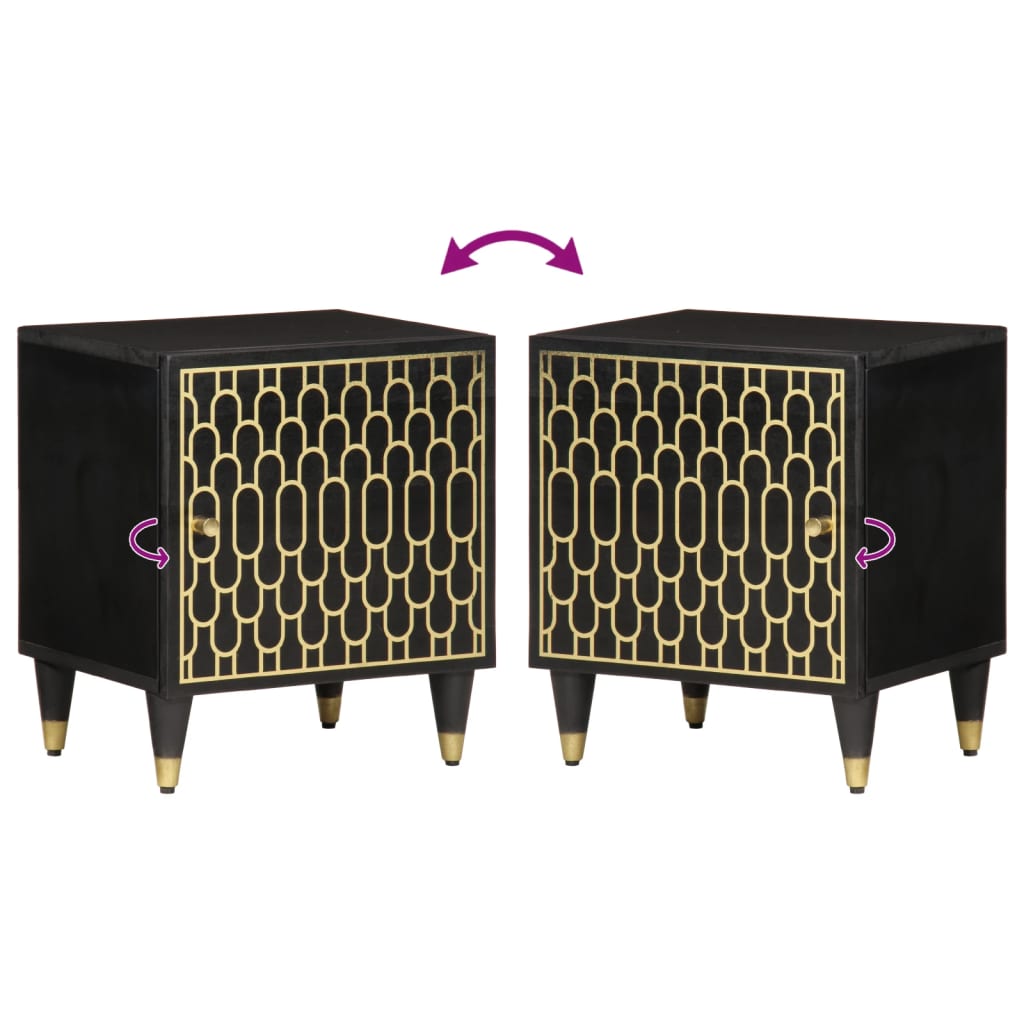 Comodini 2pz 40x33x46 cm in Legno Massello di Mango | homemem39