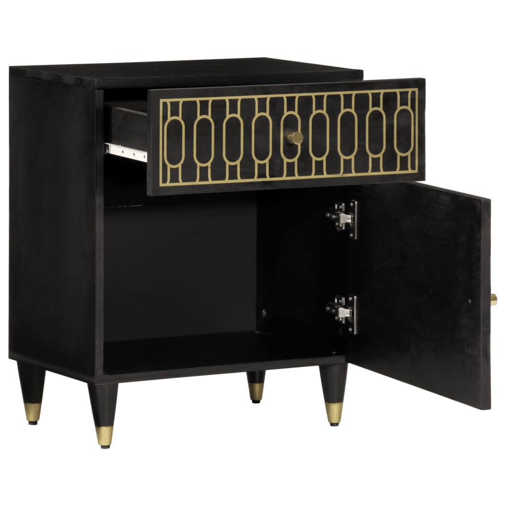 Comodino 50x33x60 cm in Legno Massello di Mango - homemem39