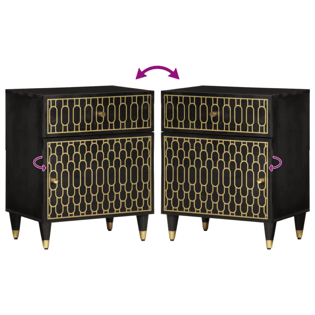 Comodino 50x33x60 cm in Legno Massello di Mango - homemem39