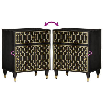 Comodino 50x33x60 cm in Legno Massello di Mango - homemem39