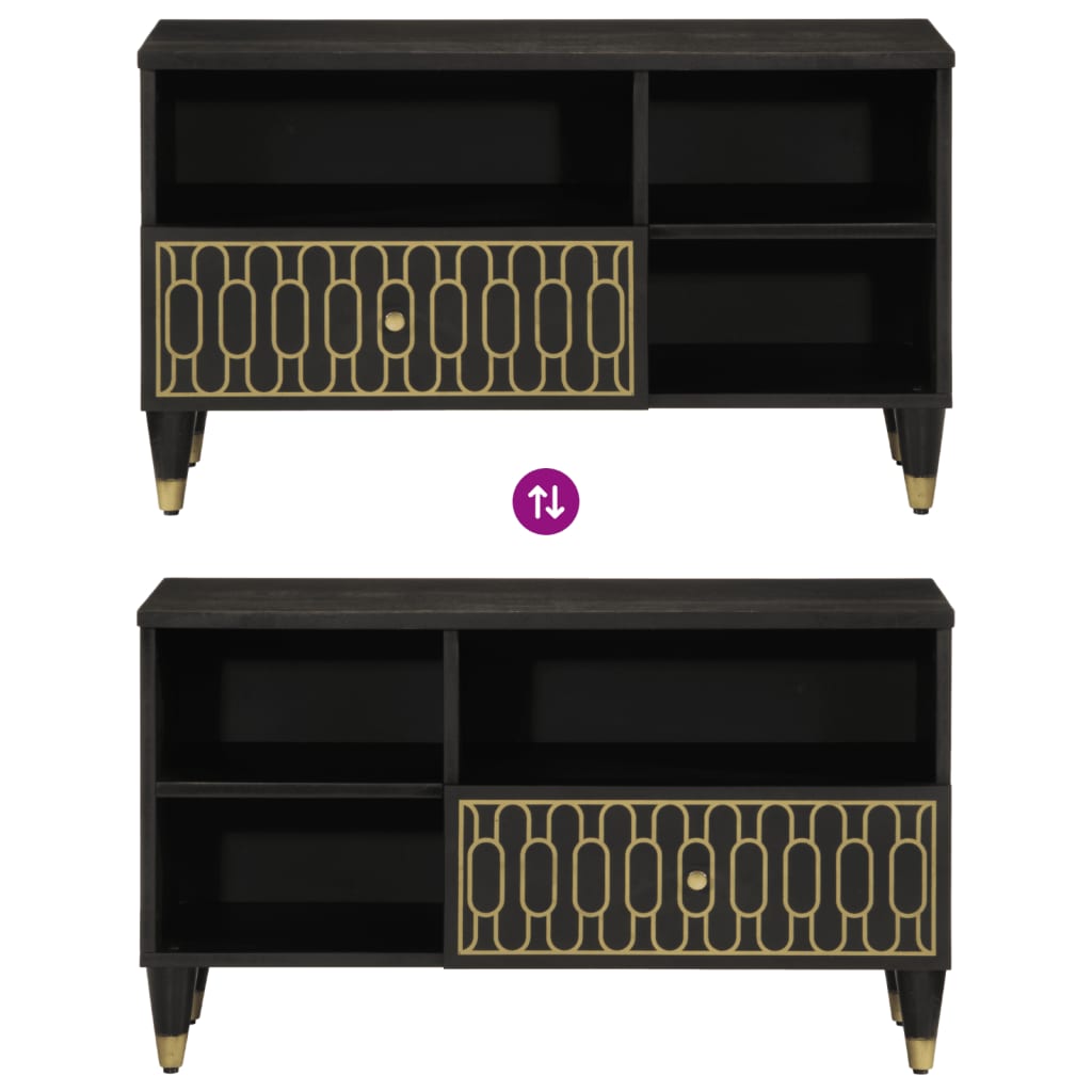 Mobile Porta TV 80x33x46 cm in Legno Massello di Mango - homemem39