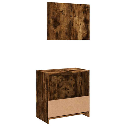 Set Mobili da Bagno 2 pz Rovere Fumo in Legno Multistrato | homemem39