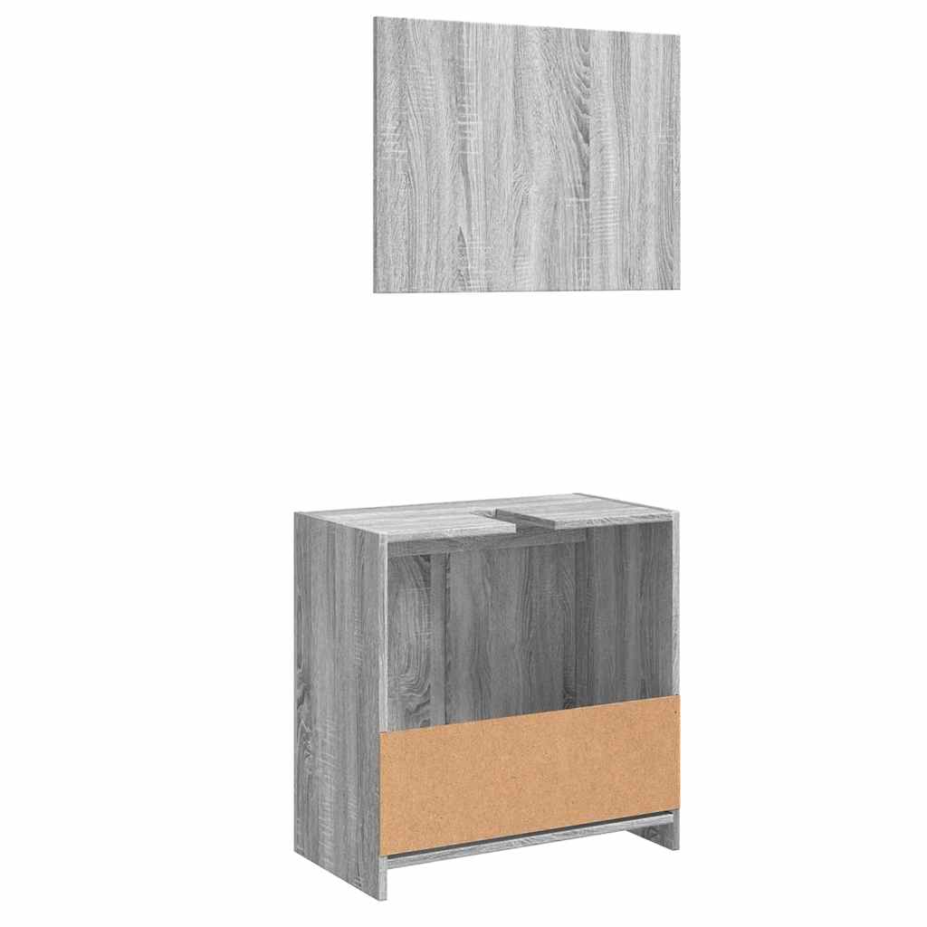 Set Mobili da Bagno 2 pz Grigio Sonoma in Legno Multistrato - homemem39