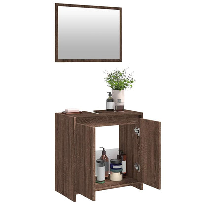 Set Mobili da Bagno 2 pz Rovere Marrone in Legno Multistrato