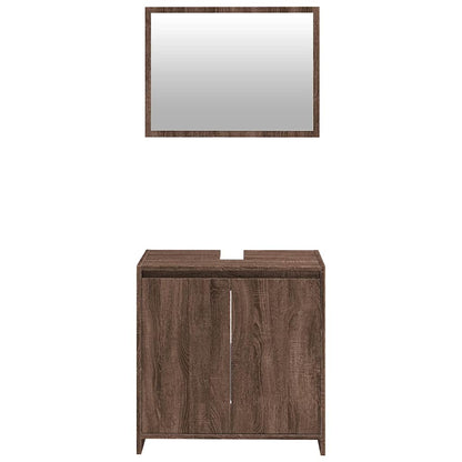 Set Mobili da Bagno 2 pz Rovere Marrone in Legno Multistrato | homemem39