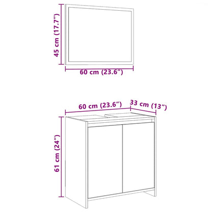 Set Mobili da Bagno 2 pz Rovere Marrone in Legno Multistrato | homemem39