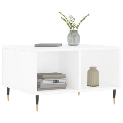 Tavolino Salotto Bianco Lucido 60x50x36,5 cm Legno Multistrato | homemem39