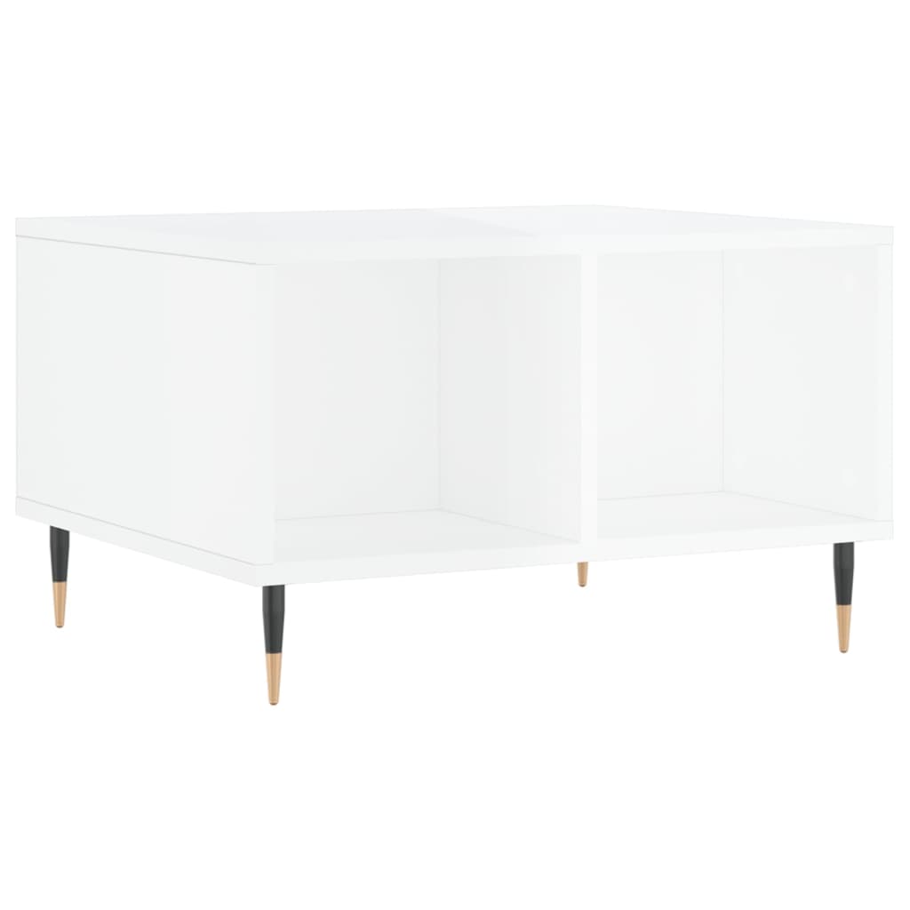 Tavolino Salotto Bianco Lucido 60x50x36,5 cm Legno Multistrato | homemem39