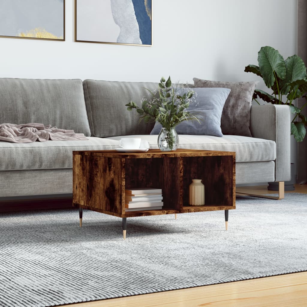 Tavolino da Salotto Rovere Fumo 60x50x36,5 cm Legno Multistrato | homemem39