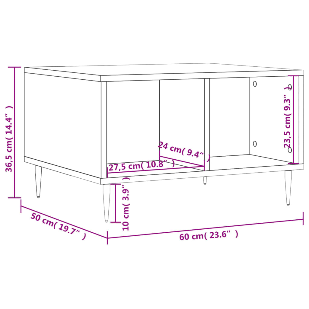 Tavolino da Salotto grigio sonoma 60x50x36,5 cm in Multistrato | homemem39