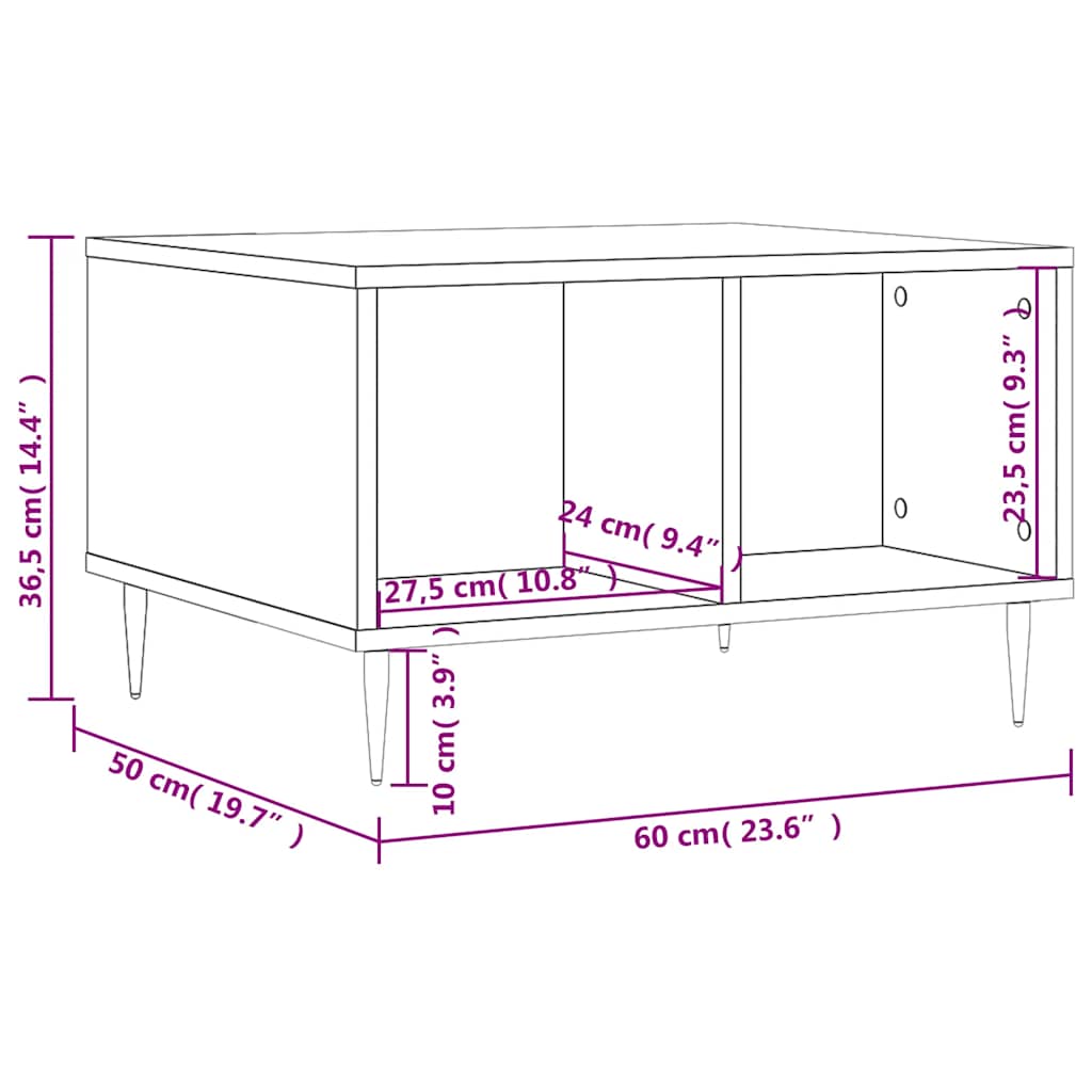 Tavolino da Salotto Rovere Marrone 60x50x36,5 cm in Multistrato