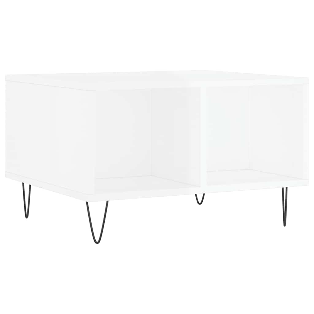 Tavolino Salotto Bianco Lucido 60x50x36,5 cm Legno Multistrato | homemem39