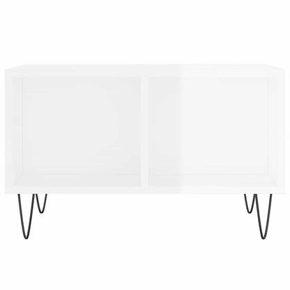 Tavolino Salotto Bianco Lucido 60x50x36,5 cm Legno Multistrato