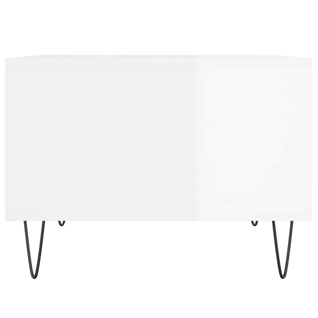 Tavolino Salotto Bianco Lucido 60x50x36,5 cm Legno Multistrato | homemem39