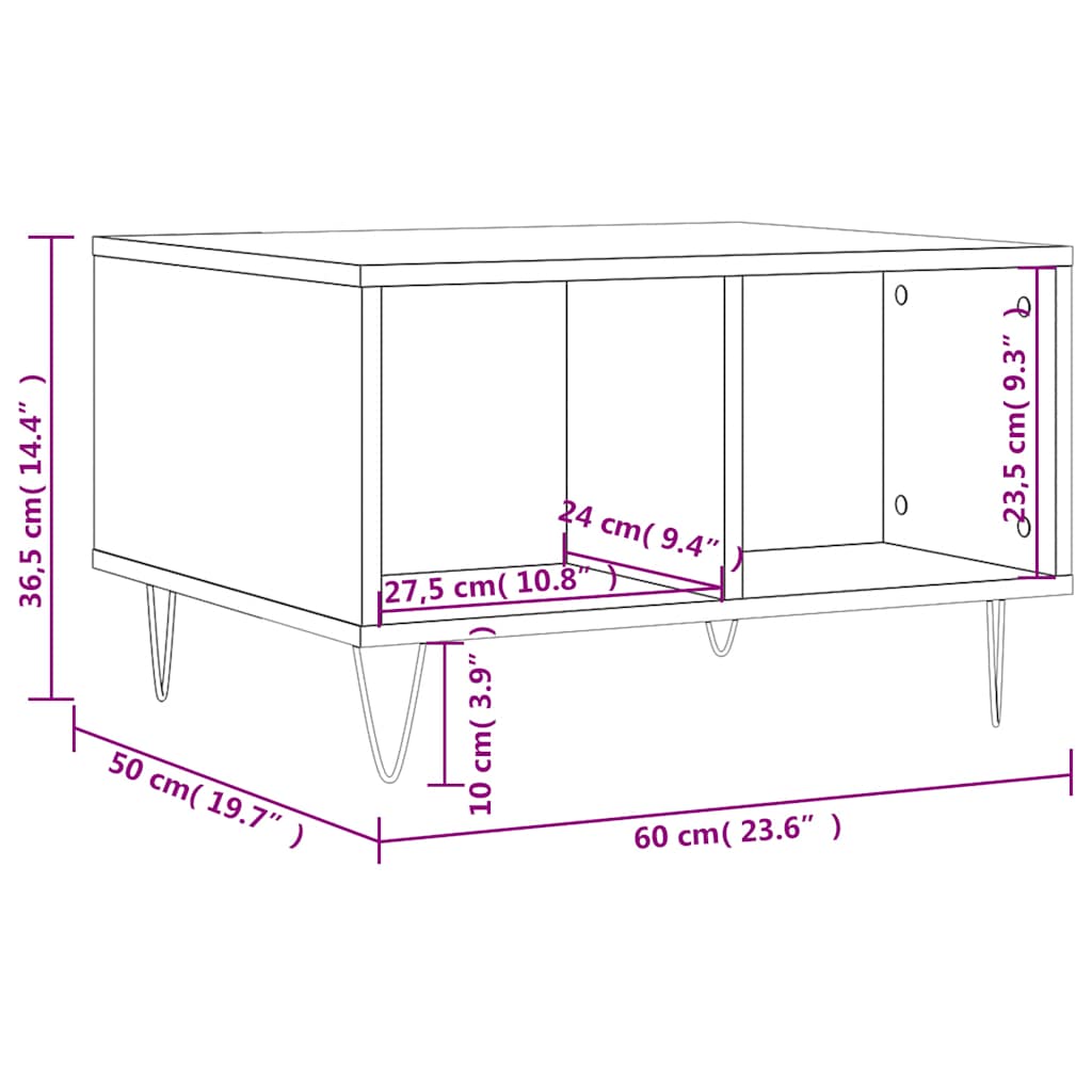 Tavolino Salotto Bianco Lucido 60x50x36,5 cm Legno Multistrato | homemem39