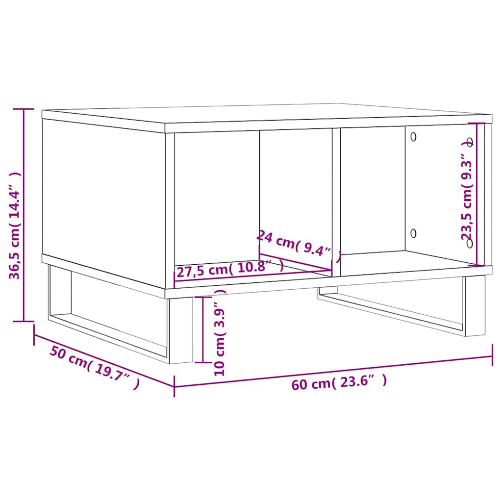 Tavolino da Salotto Bianco 60x50x36,5 cm in Legno Multistrato | homemem39