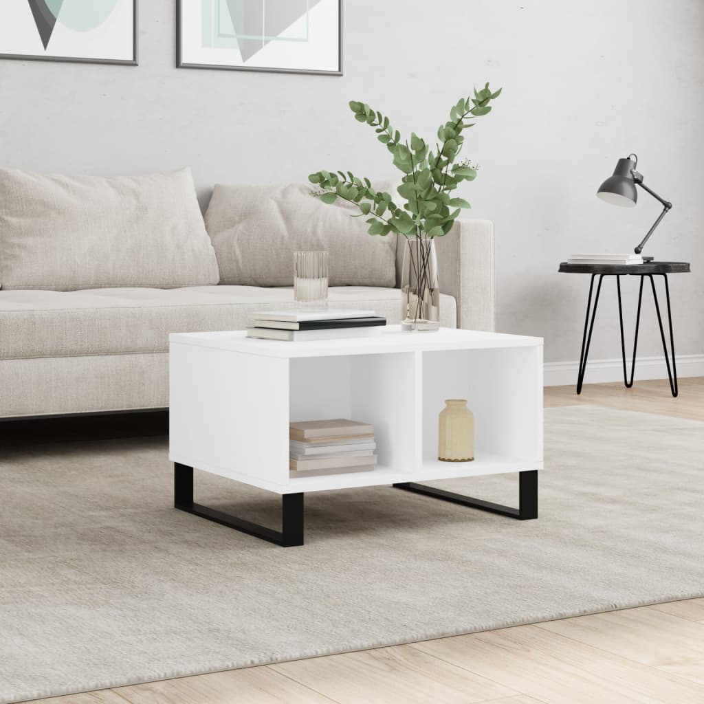 Tavolino da Salotto Bianco 60x50x36,5 cm in Legno Multistrato | homemem39