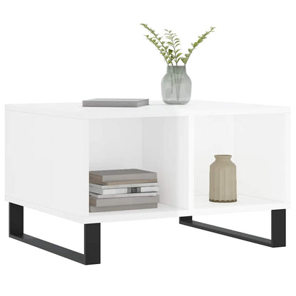 Tavolino Salotto Bianco Lucido 60x50x36,5 cm Legno Multistrato | homemem39