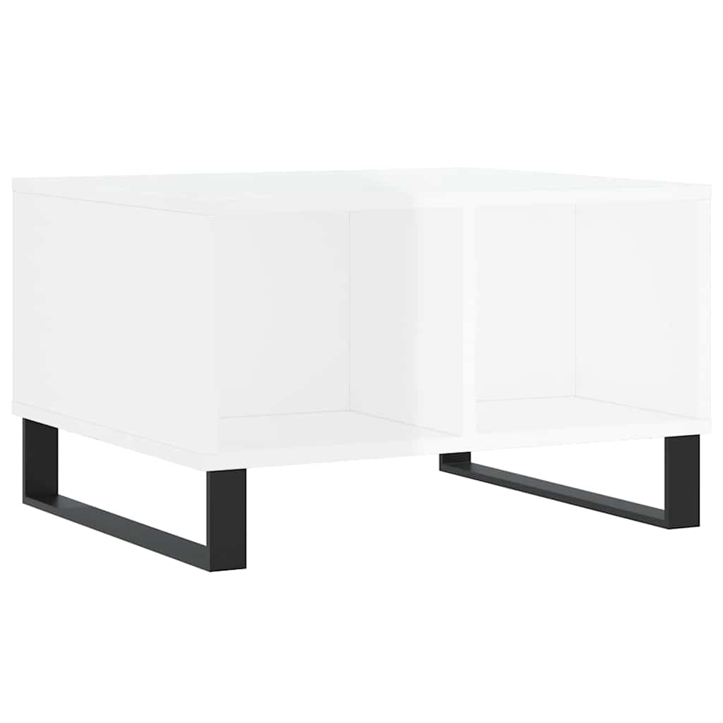 Tavolino Salotto Bianco Lucido 60x50x36,5 cm Legno Multistrato | homemem39