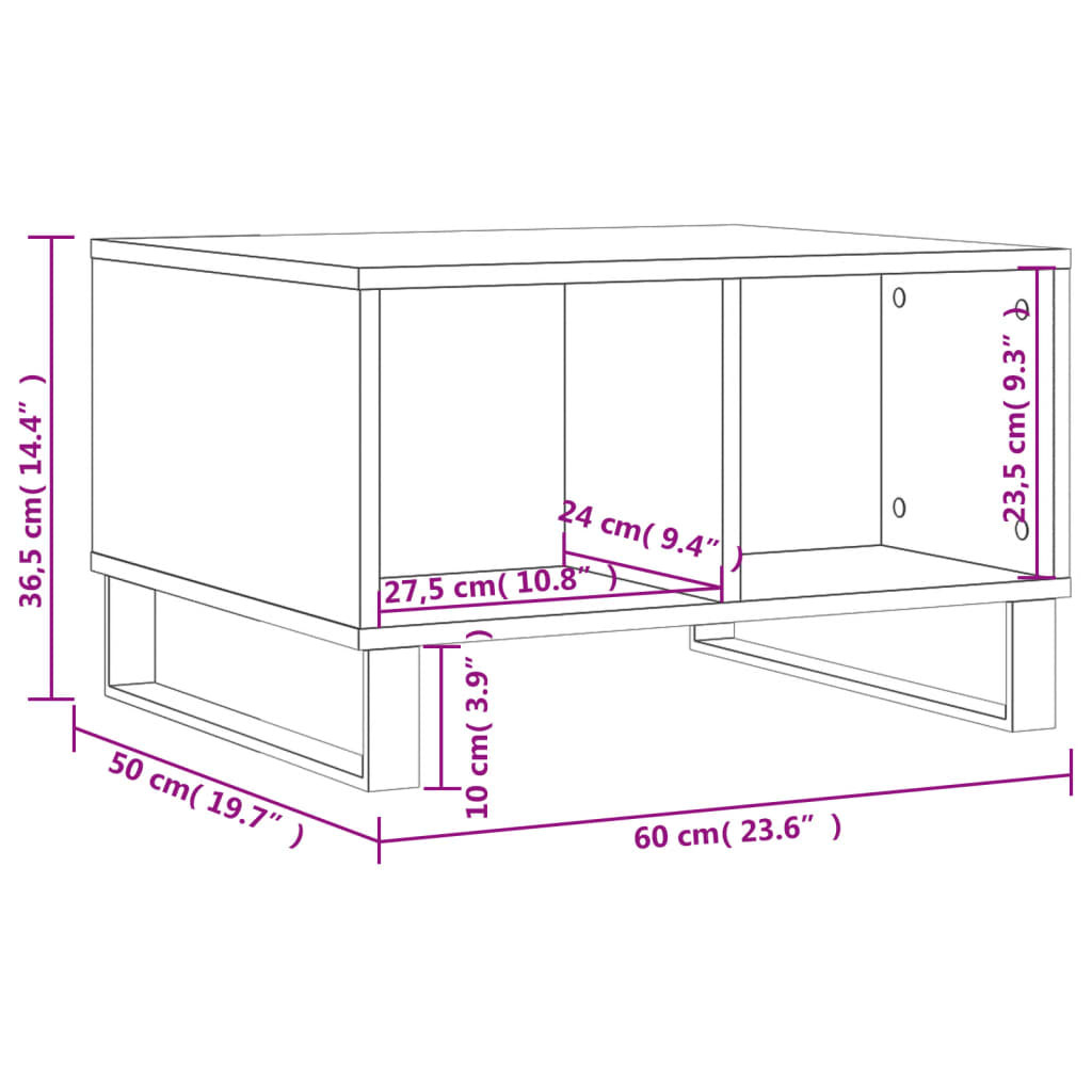 Tavolino Salotto Grigio Cemento 60x50x36,5 cm Legno Multistrato | homemem39