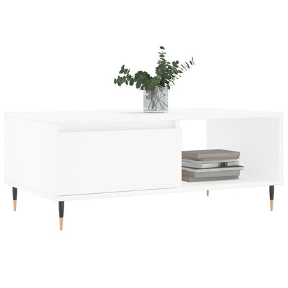 Tavolino da Salotto Bianco 90x50x36,5 cm in Legno Multistrato | homemem39