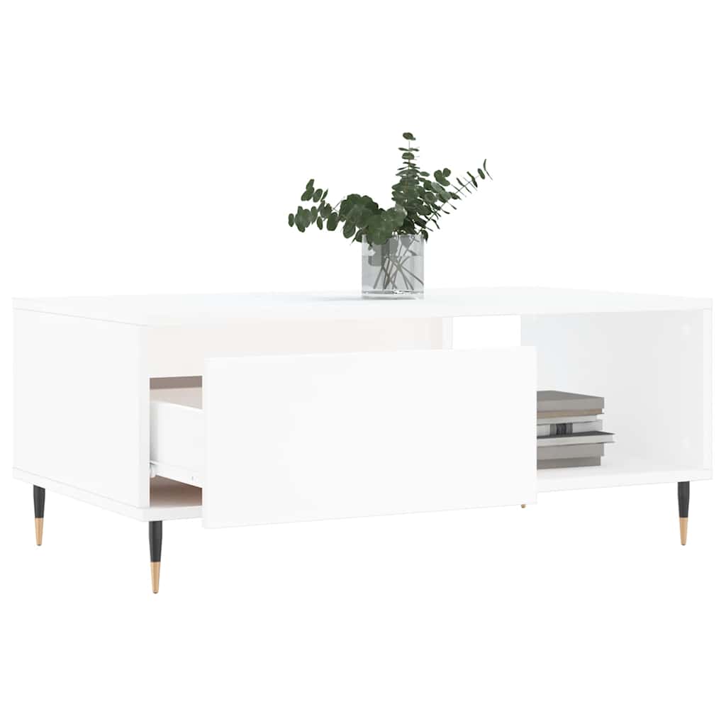 Tavolino da Salotto Bianco 90x50x36,5 cm in Legno Multistrato