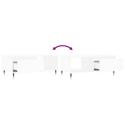 Tavolino da Salotto Bianco 90x50x36,5 cm in Legno Multistrato