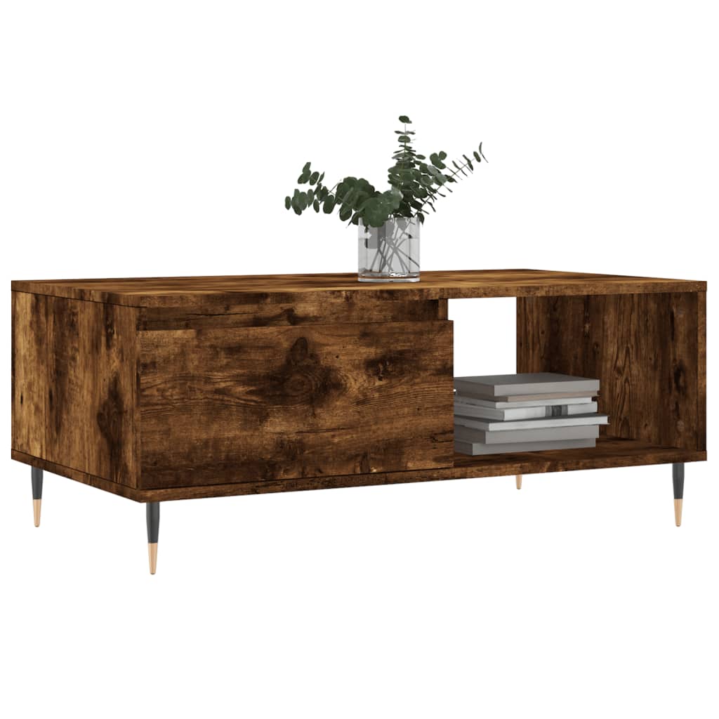 Tavolino da Salotto Rovere Fumo 90x50x36,5 cm Legno Multistrato | homemem39
