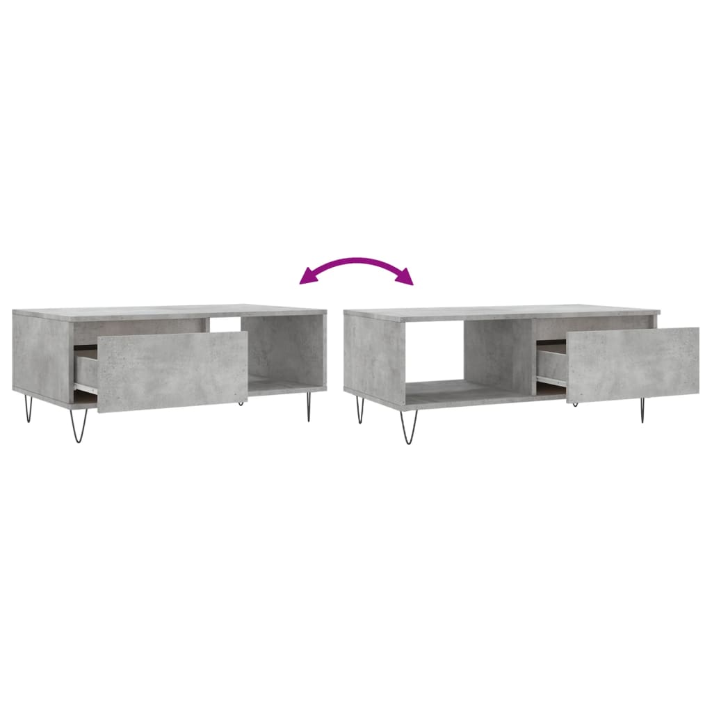 Tavolino Salotto Grigio Cemento 90x50x36,5 cm Legno Multistrato | homemem39
