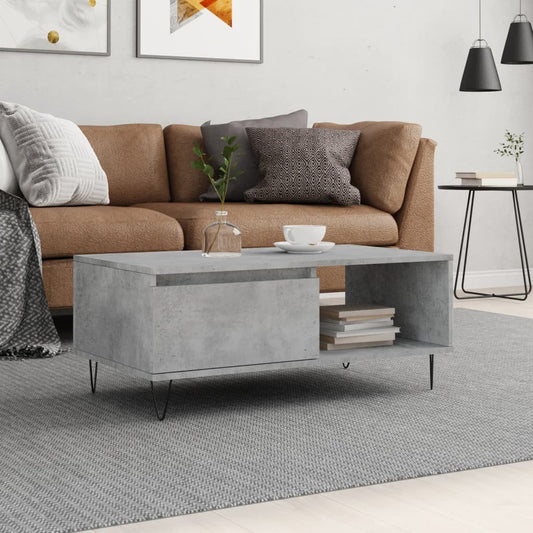Tavolino Salotto Grigio Cemento 90x50x36,5 cm Legno Multistrato | homemem39