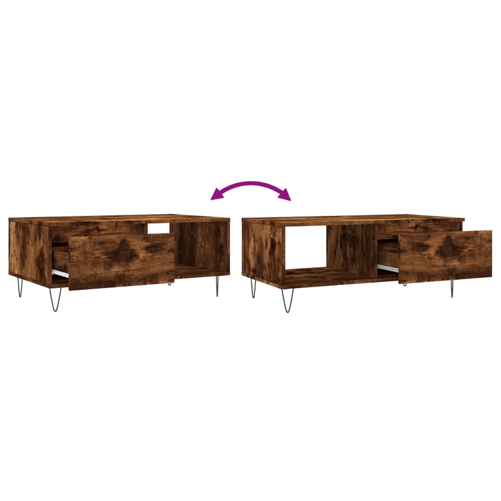 Tavolino da Salotto Rovere Fumo 90x50x36,5 cm Legno Multistrato | homemem39