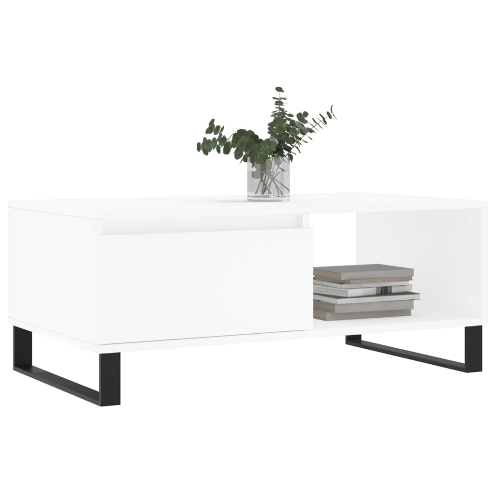 Tavolino da Salotto Bianco 90x50x36,5 cm in Legno Multistrato | homemem39
