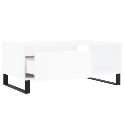 Tavolino da Salotto Bianco 90x50x36,5 cm in Legno Multistrato | homemem39