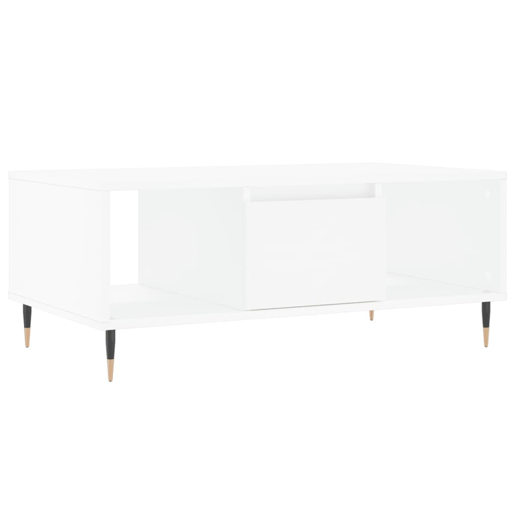 Tavolino da Salotto Bianco 90x50x36,5 cm in Legno Multistrato | homemem39