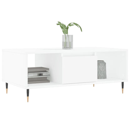 Tavolino da Salotto Bianco 90x50x36,5 cm in Legno Multistrato | homemem39