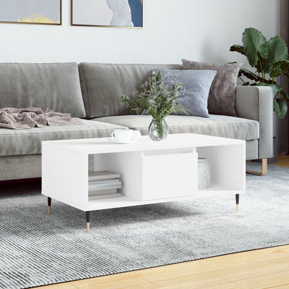 Tavolino da Salotto Bianco 90x50x36,5 cm in Legno Multistrato | homemem39