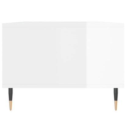 Tavolino Salotto Bianco Lucido 90x50x36,5 cm Legno Multistrato